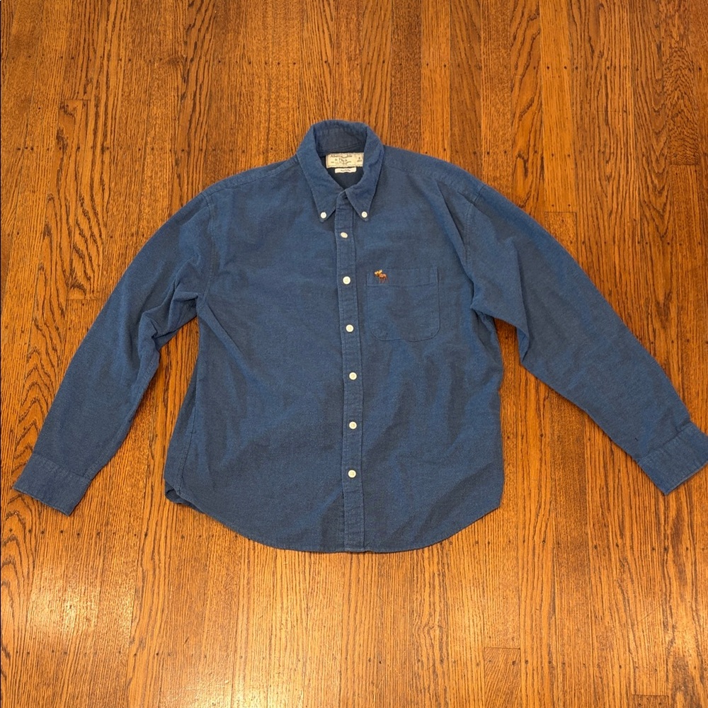 Abercrombie & Fitch Navy‎ Blue Flannel Shirt Men's Small  Y2K Vintage Preppy